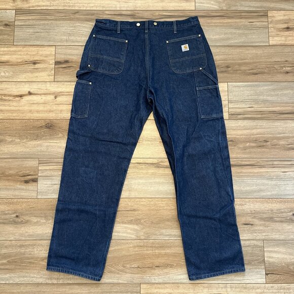 Men's Carhartt Double Knee Logger Jeans SZ 40x34 Blue B07 DNM Suspender Buttons - Picture 7 of 11